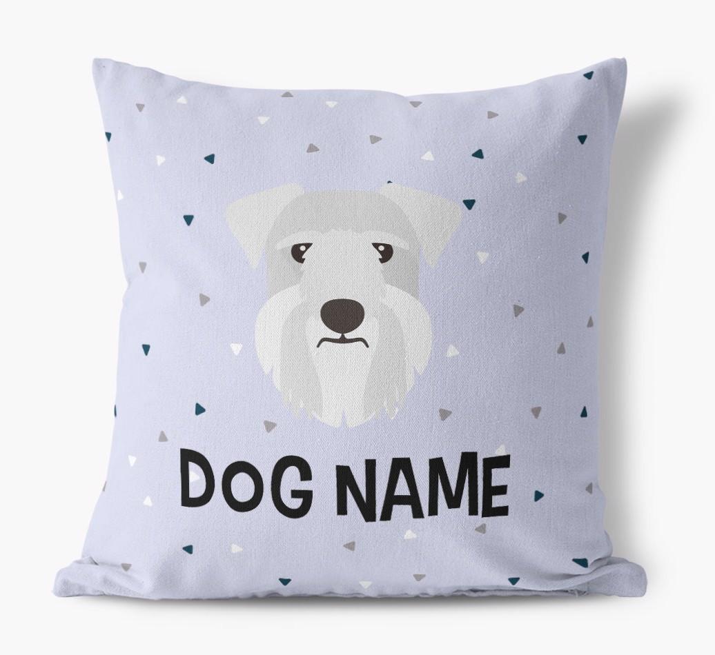 Triangle Pattern with {dogsName}'s Icon: Personalized Canvas Pillow