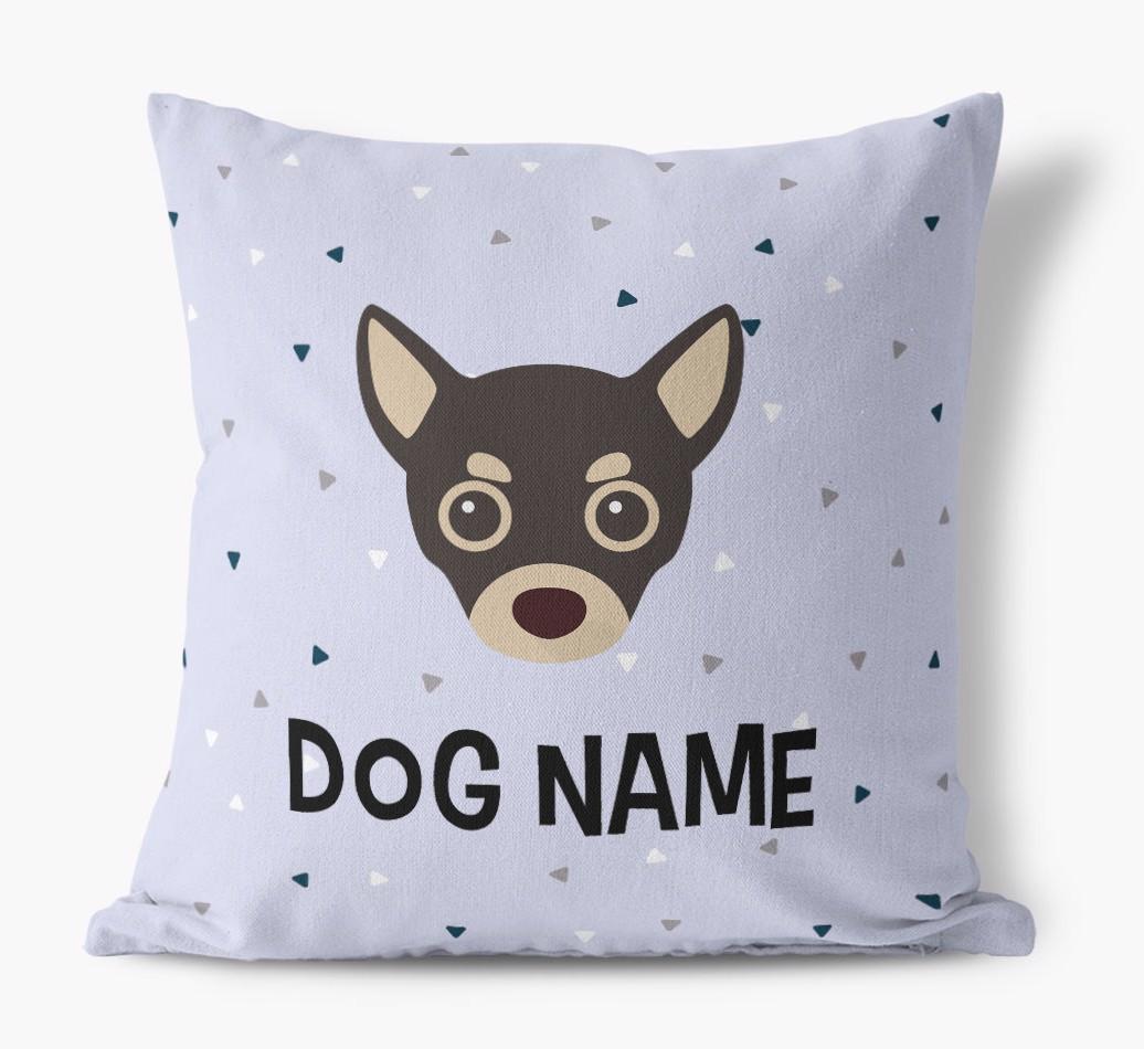 Triangle Pattern with {dogsName}'s Icon: Personalized Canvas Pillow