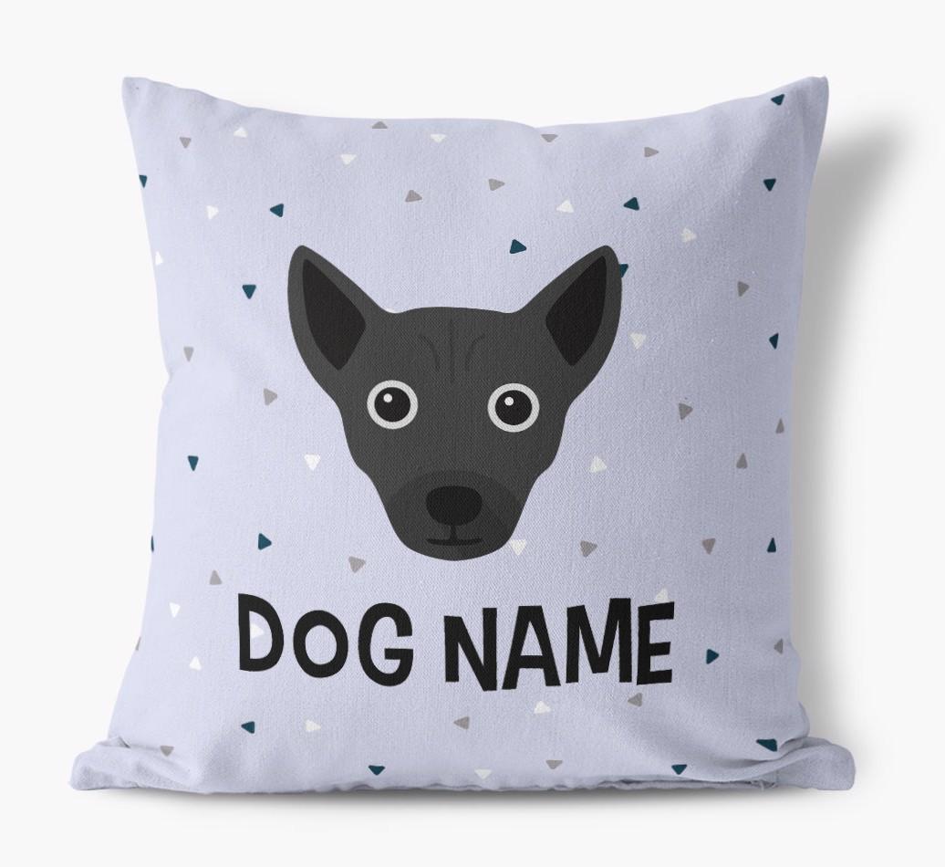 Triangle Pattern with {dogsName}'s Icon: Personalized Canvas Pillow