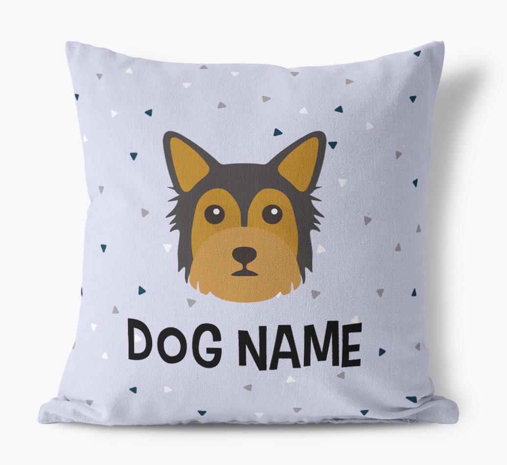 Triangle Pattern with {dogsName}'s Icon: Personalized Canvas Pillow