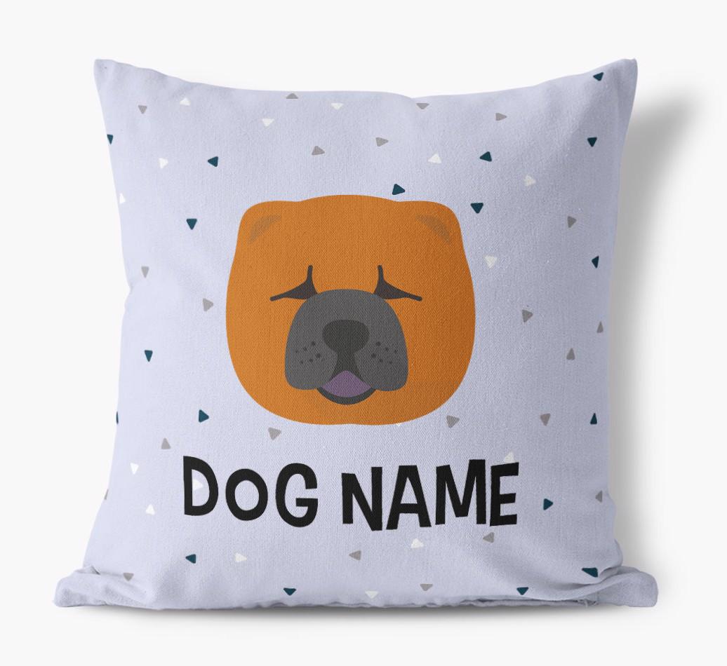 Triangle Pattern with {dogsName}'s Icon: Personalized Canvas Pillow