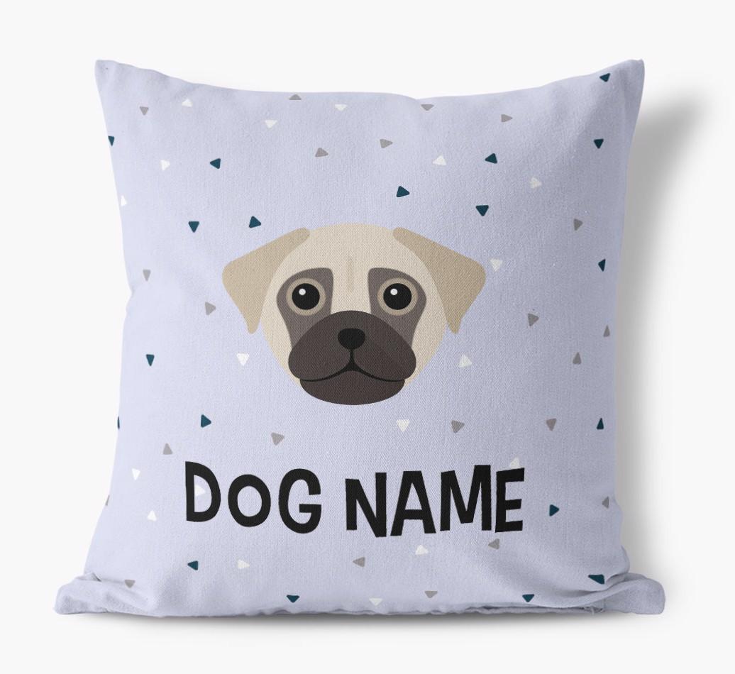 Triangle Pattern with {dogsName}'s Icon: Personalized Canvas Pillow