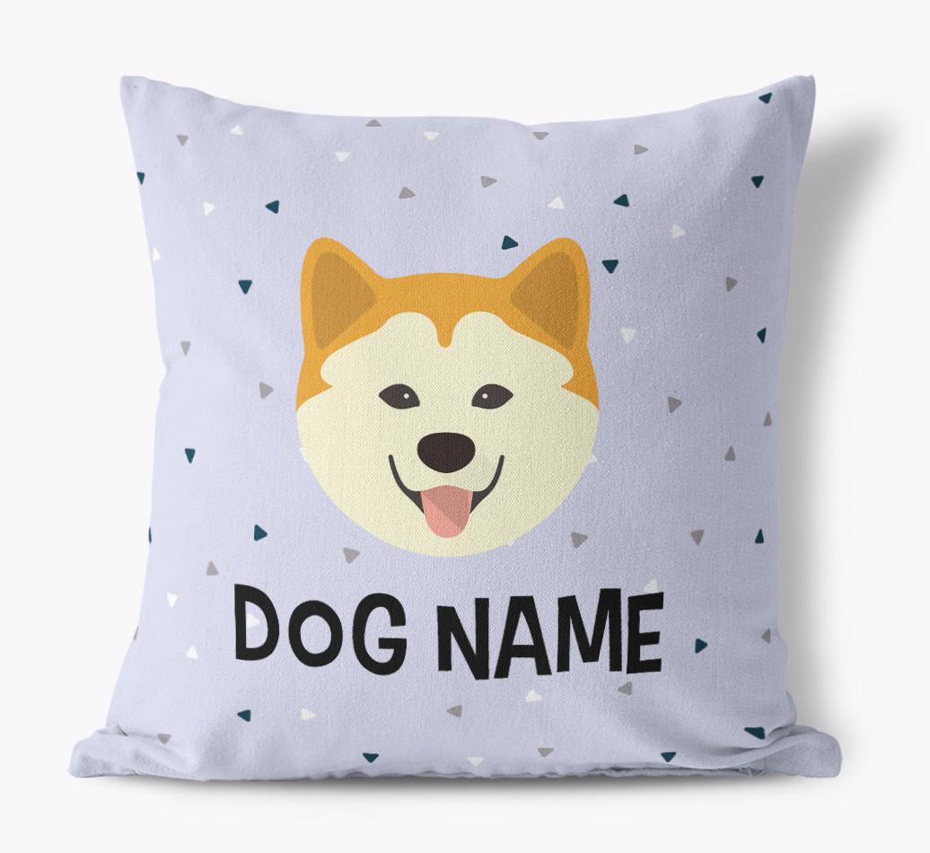 Triangle Pattern with {dogsName}'s Icon: Personalized Canvas Pillow