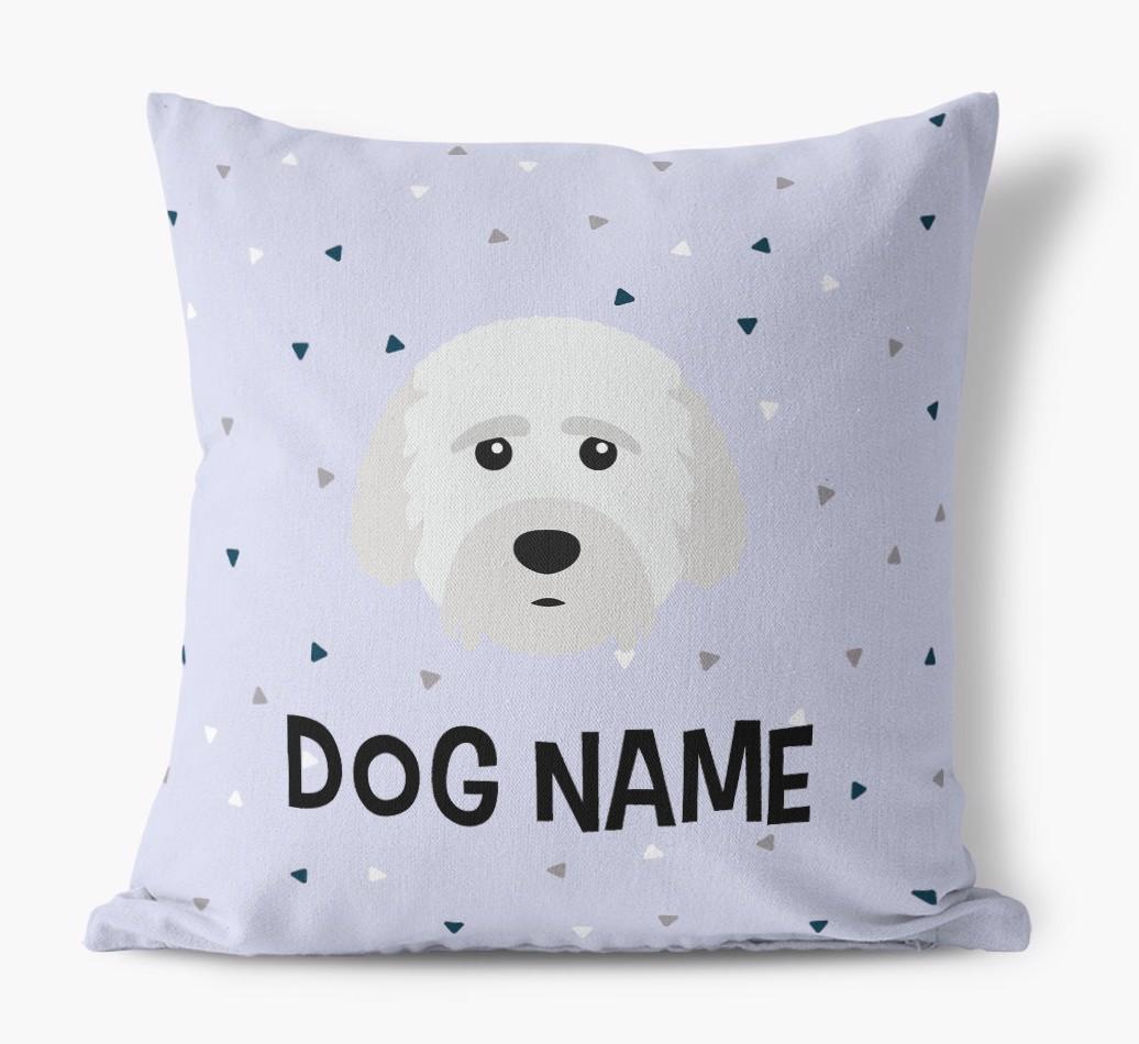 Triangle Pattern with {dogsName}'s Icon: Personalized Canvas Pillow