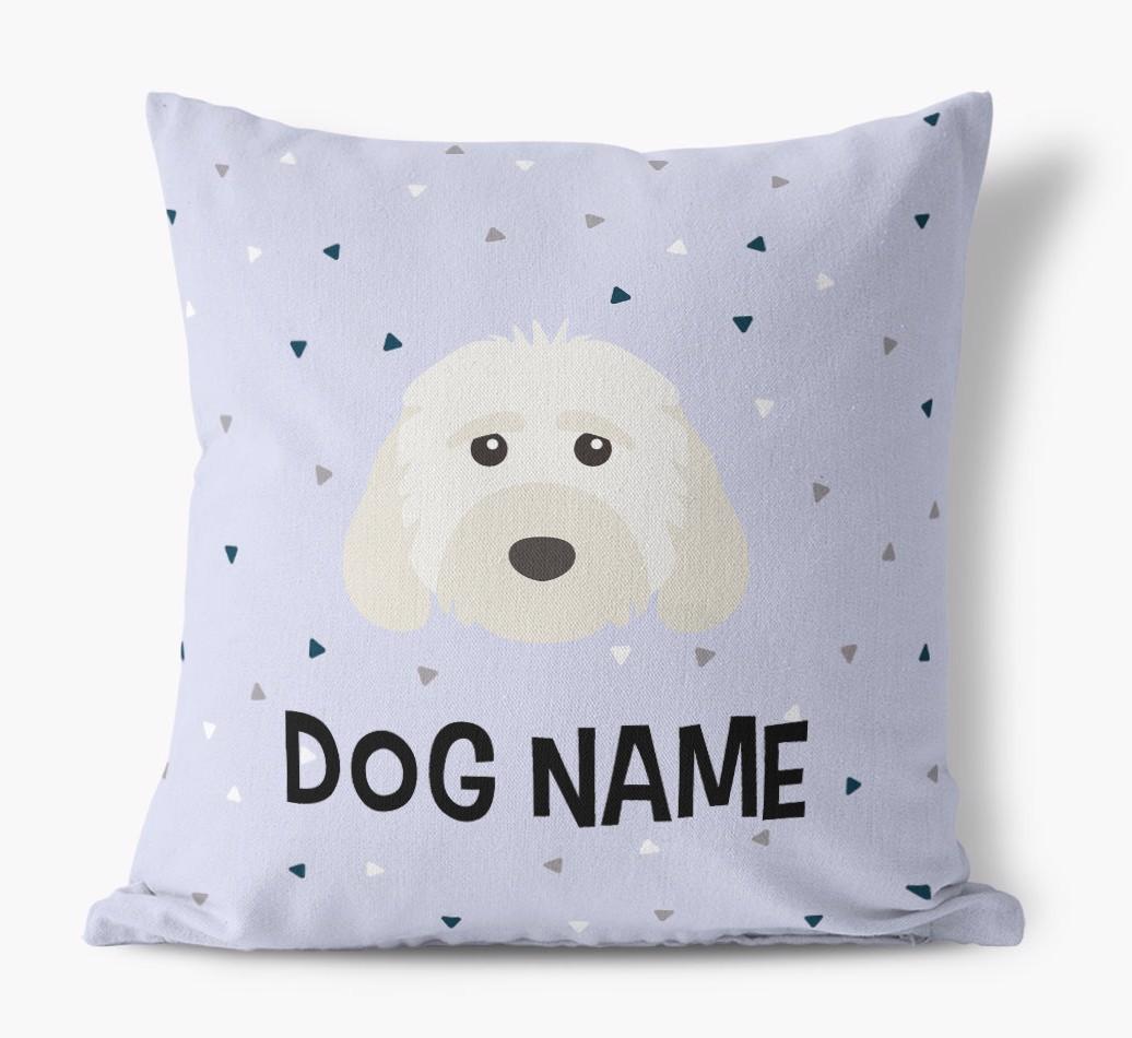 Triangle Pattern with {dogsName}'s Icon: Personalized Canvas Pillow