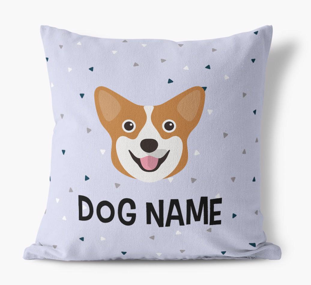 Triangle Pattern with {dogsName}'s Icon: Personalized Canvas Pillow