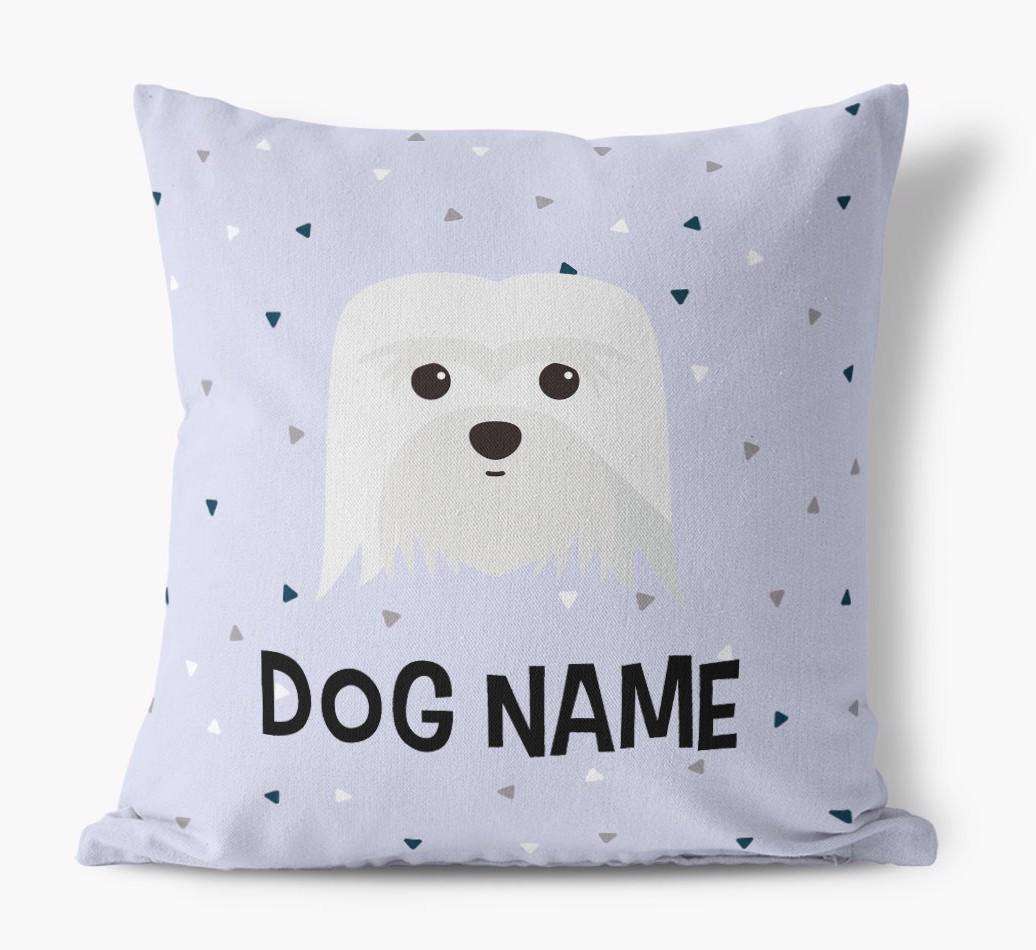 Triangle Pattern with {dogsName}'s Icon: Personalized Canvas Pillow