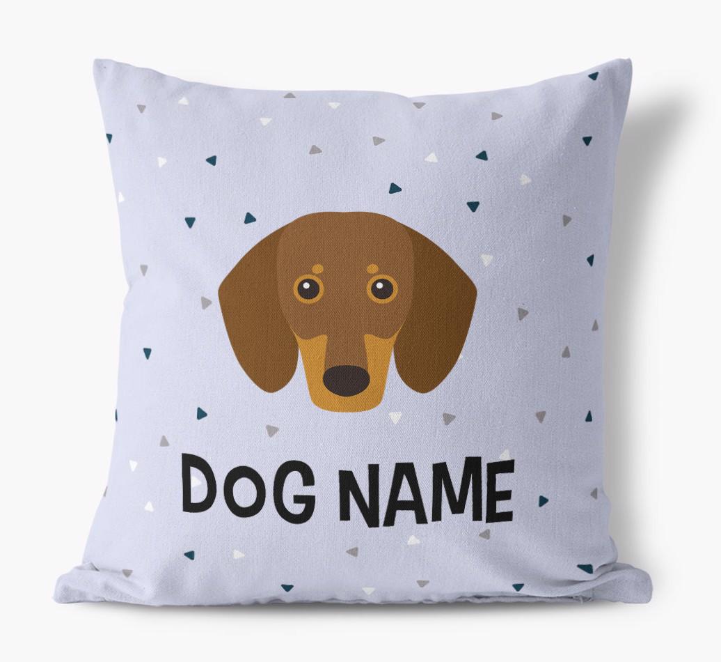 Triangle Pattern with {dogsName}'s Icon: Personalized Canvas Pillow