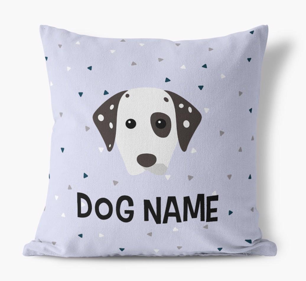 Triangle Pattern with {dogsName}'s Icon: Personalized Canvas Pillow