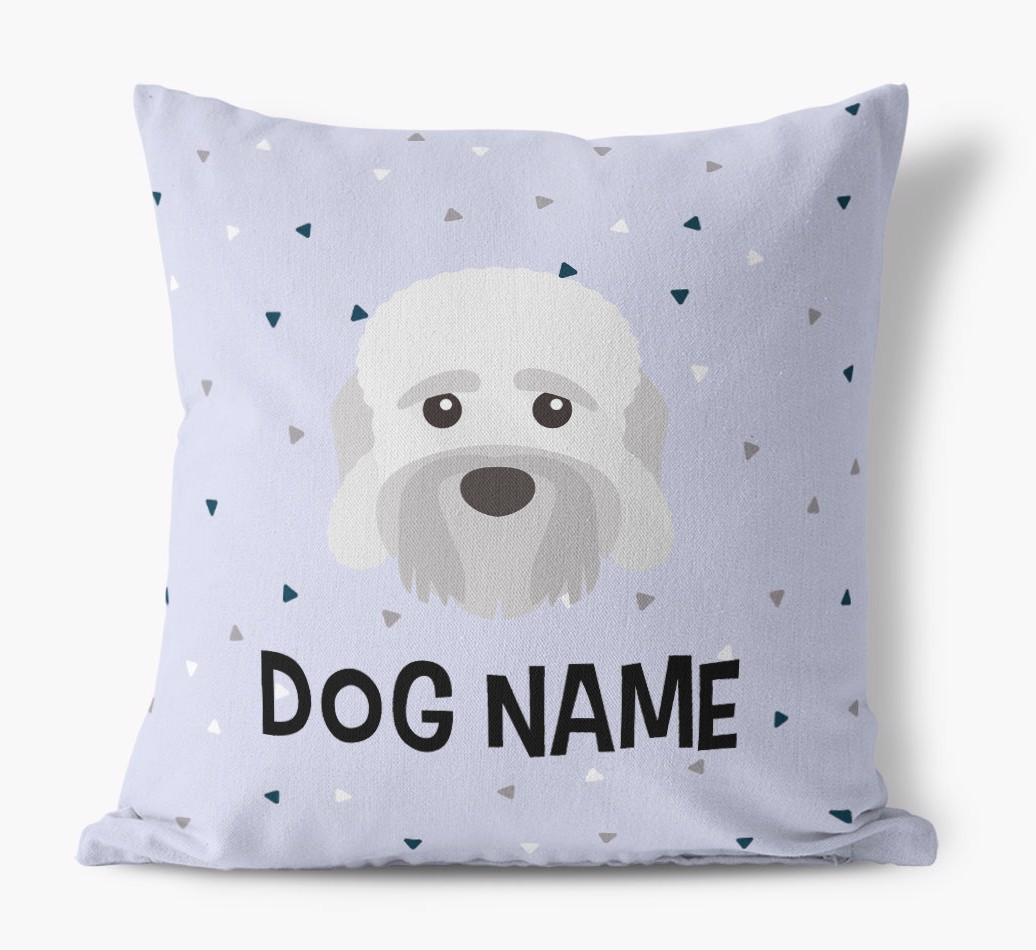 Triangle Pattern with {dogsName}'s Icon: Personalized Canvas Pillow
