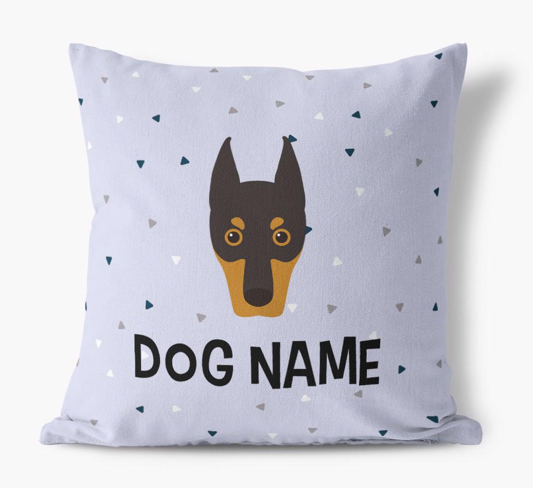 Triangle Pattern with {dogsName}'s Icon: Personalized Canvas Pillow