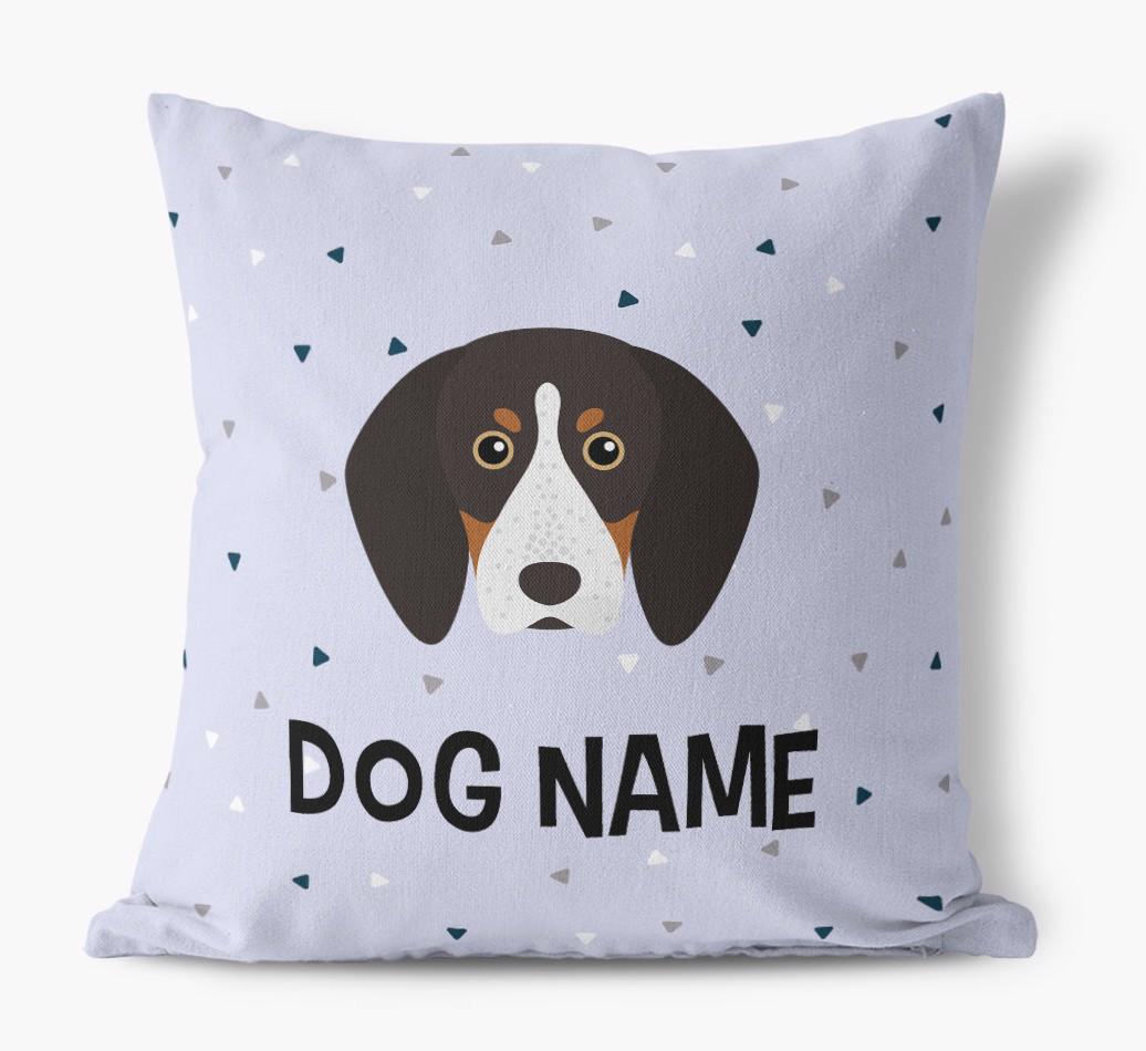 Triangle Pattern with {dogsName}'s Icon: Personalized Canvas Pillow
