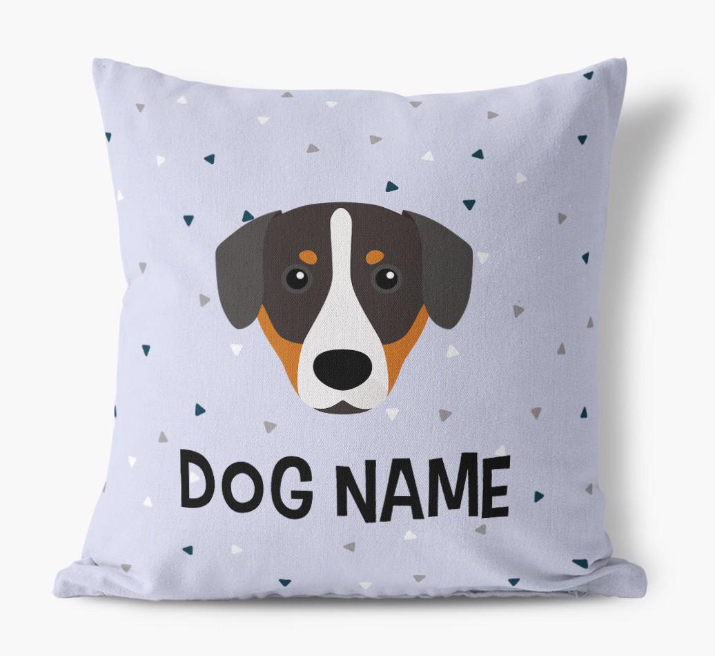 Triangle Pattern with {dogsName}'s Icon: Personalized Canvas Pillow