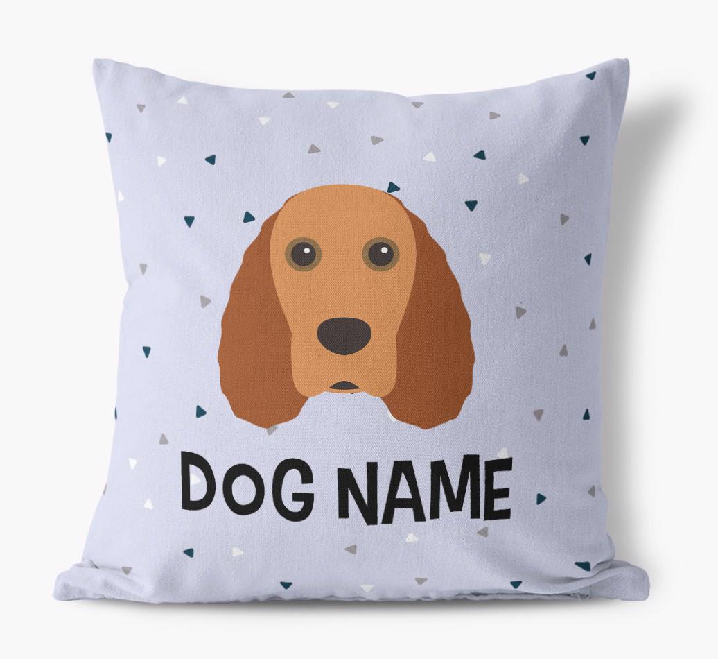 Triangle Pattern with {dogsName}'s Icon: Personalized Canvas Pillow