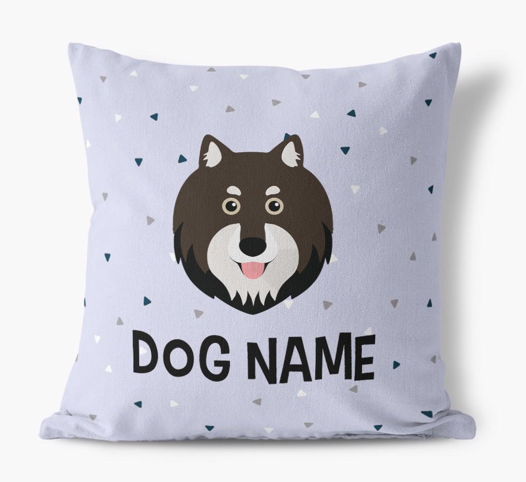 Triangle Pattern with {dogsName}'s Icon: Personalized Canvas Pillow