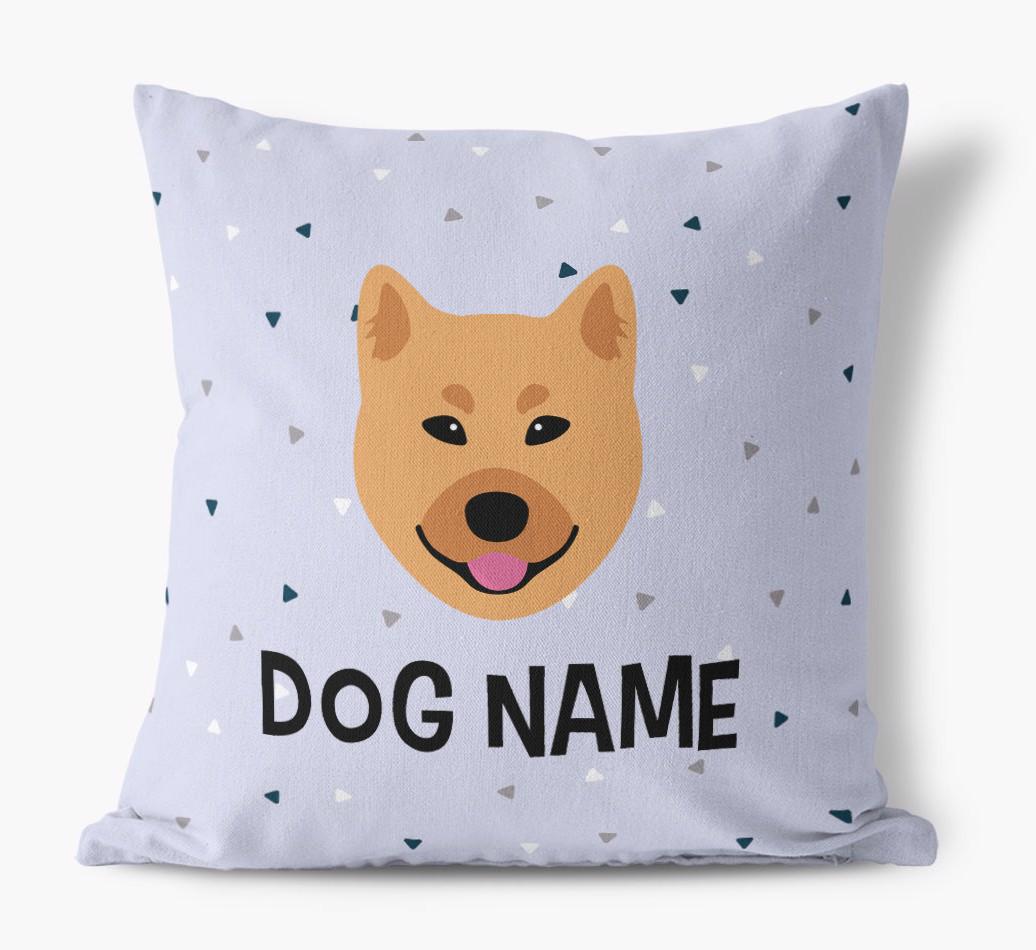Triangle Pattern with {dogsName}'s Icon: Personalized Canvas Pillow