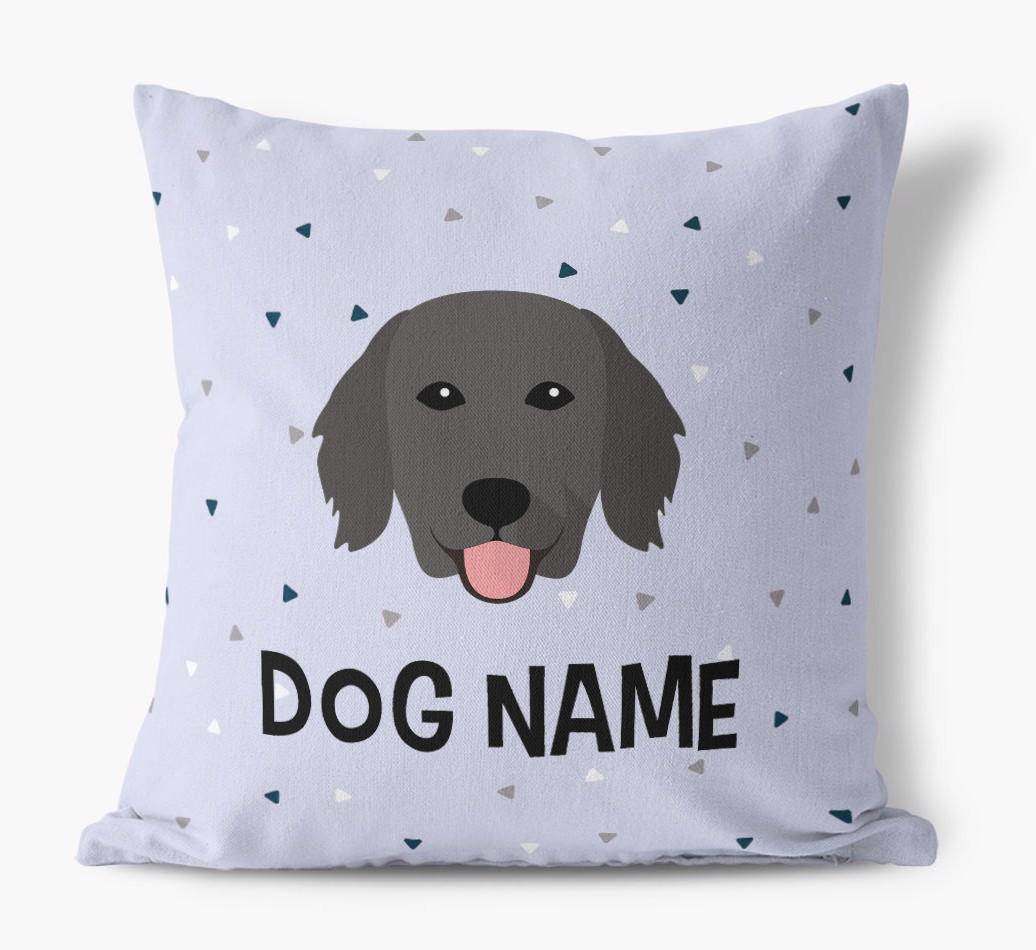 Triangle Pattern with {dogsName}'s Icon: Personalized Canvas Pillow