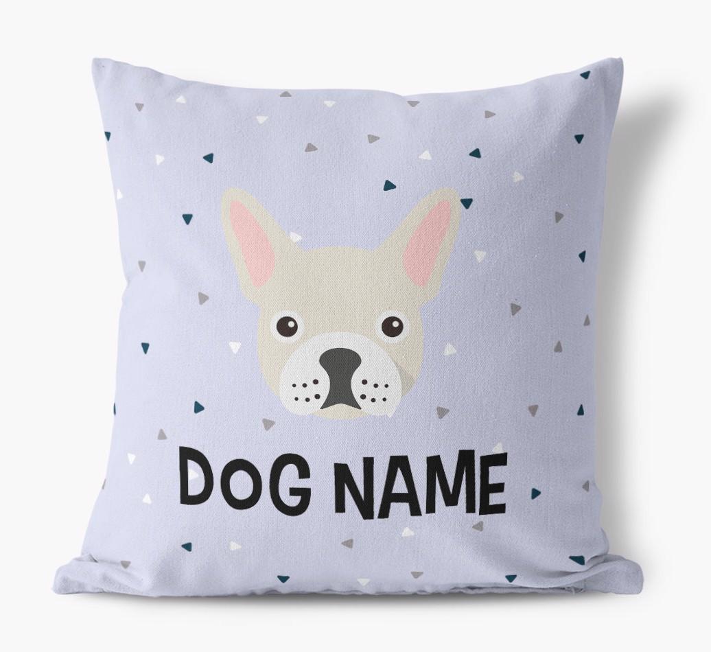 Triangle Pattern with {dogsName}'s Icon: Personalised Canvas Cushion