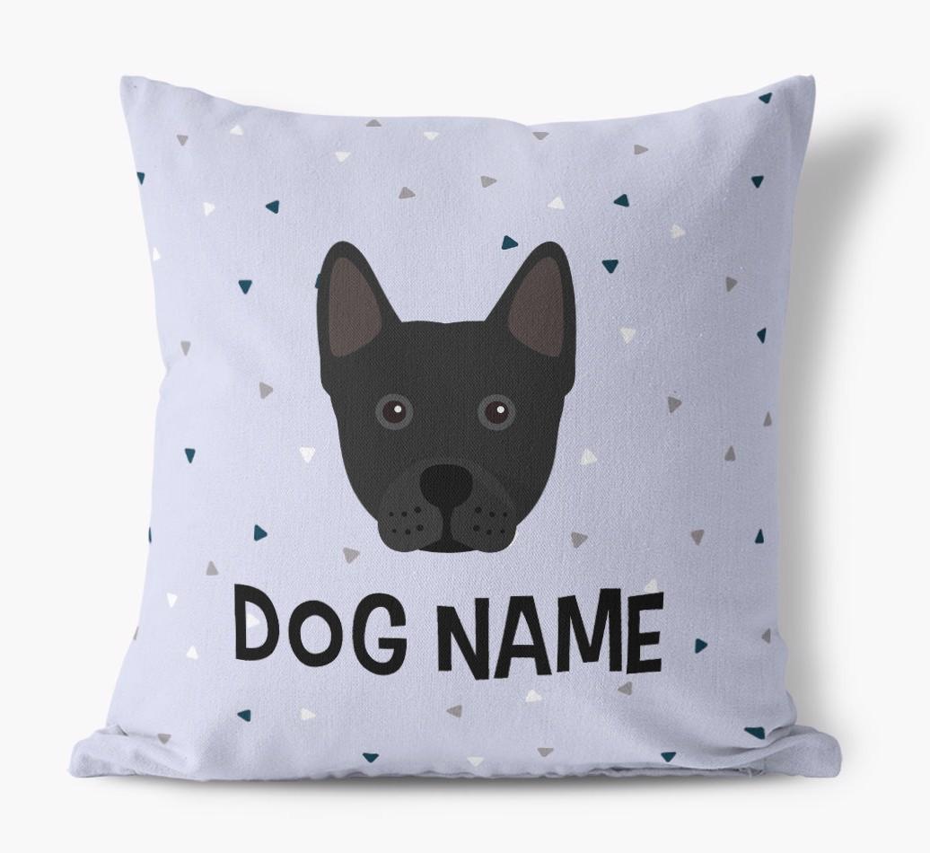 Triangle Pattern with {dogsName}'s Icon: Personalized Canvas Pillow
