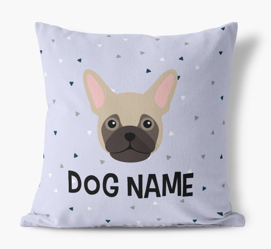 Triangle Pattern with {dogsName}'s Icon: Personalized Canvas Pillow