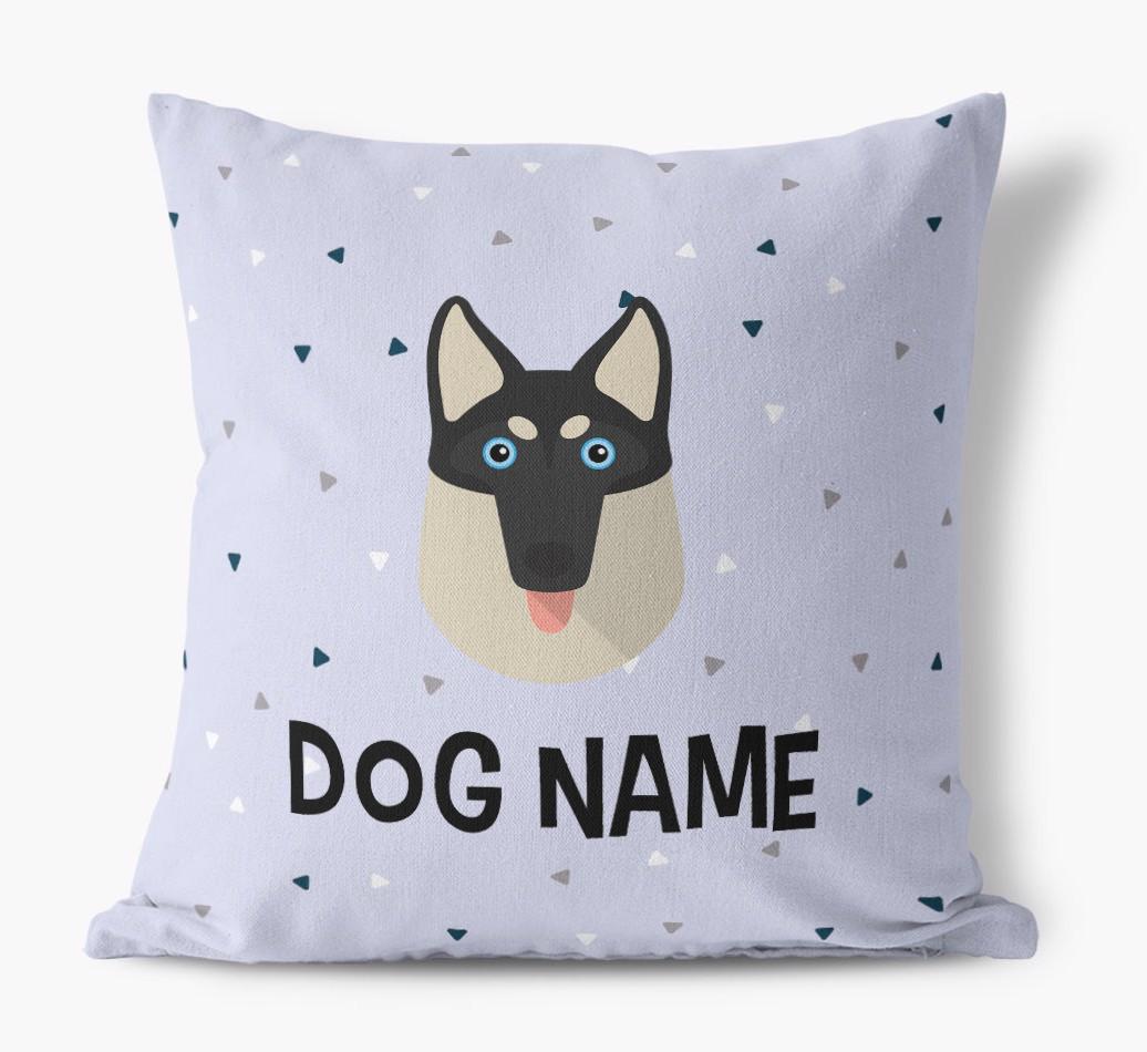 Triangle Pattern with {dogsName}'s Icon: Personalized Canvas Pillow