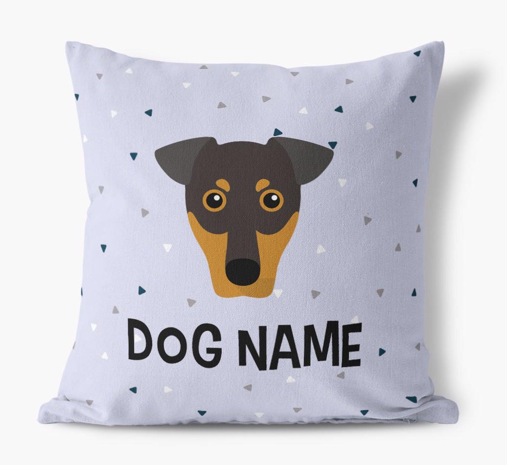 Triangle Pattern with {dogsName}'s Icon: Personalized Canvas Pillow