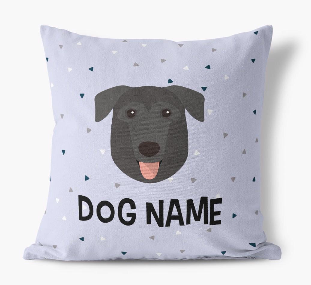 Triangle Pattern with {dogsName}'s Icon: Personalized Canvas Pillow
