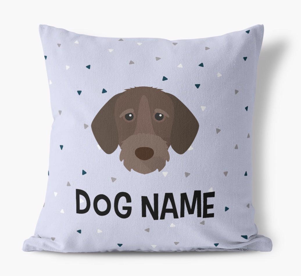 Triangle Pattern with {dogsName}'s Icon: Personalized Canvas Pillow