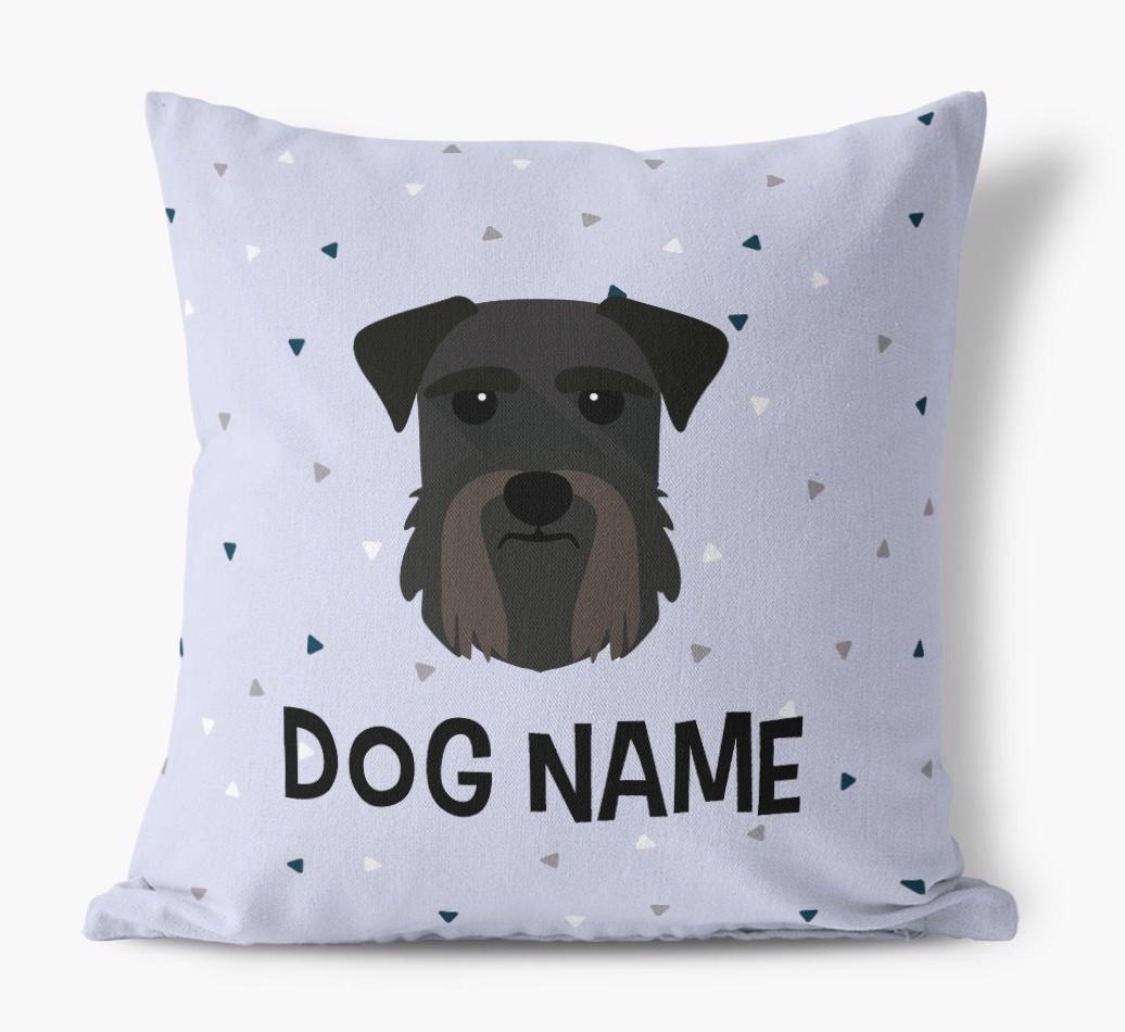 Triangle Pattern with {dogsName}'s Icon: Personalized Canvas Pillow