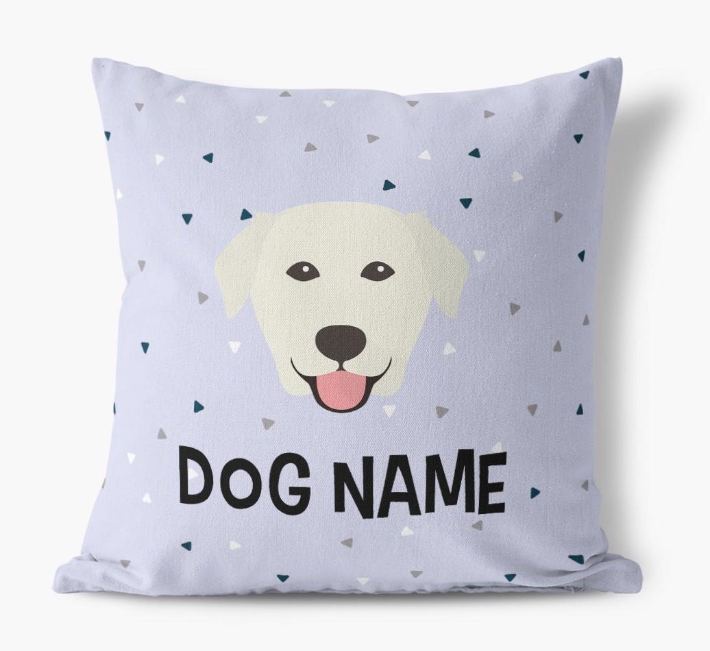 Triangle Pattern with {dogsName}'s Icon: Personalized Canvas Pillow