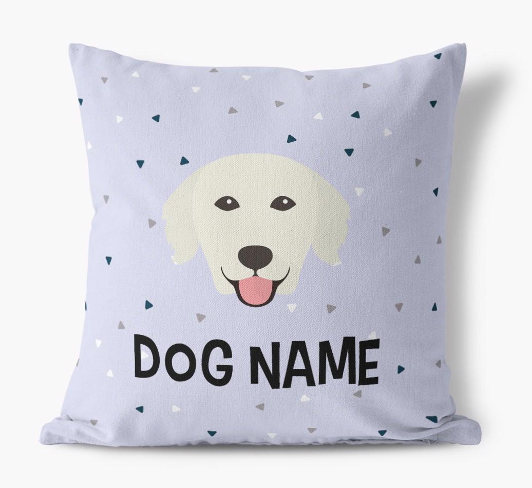 Triangle Pattern with {dogsName}'s Icon: Personalized Canvas Pillow