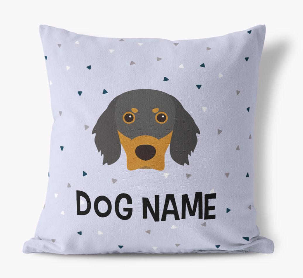 Triangle Pattern with {dogsName}'s Icon: Personalized Canvas Pillow