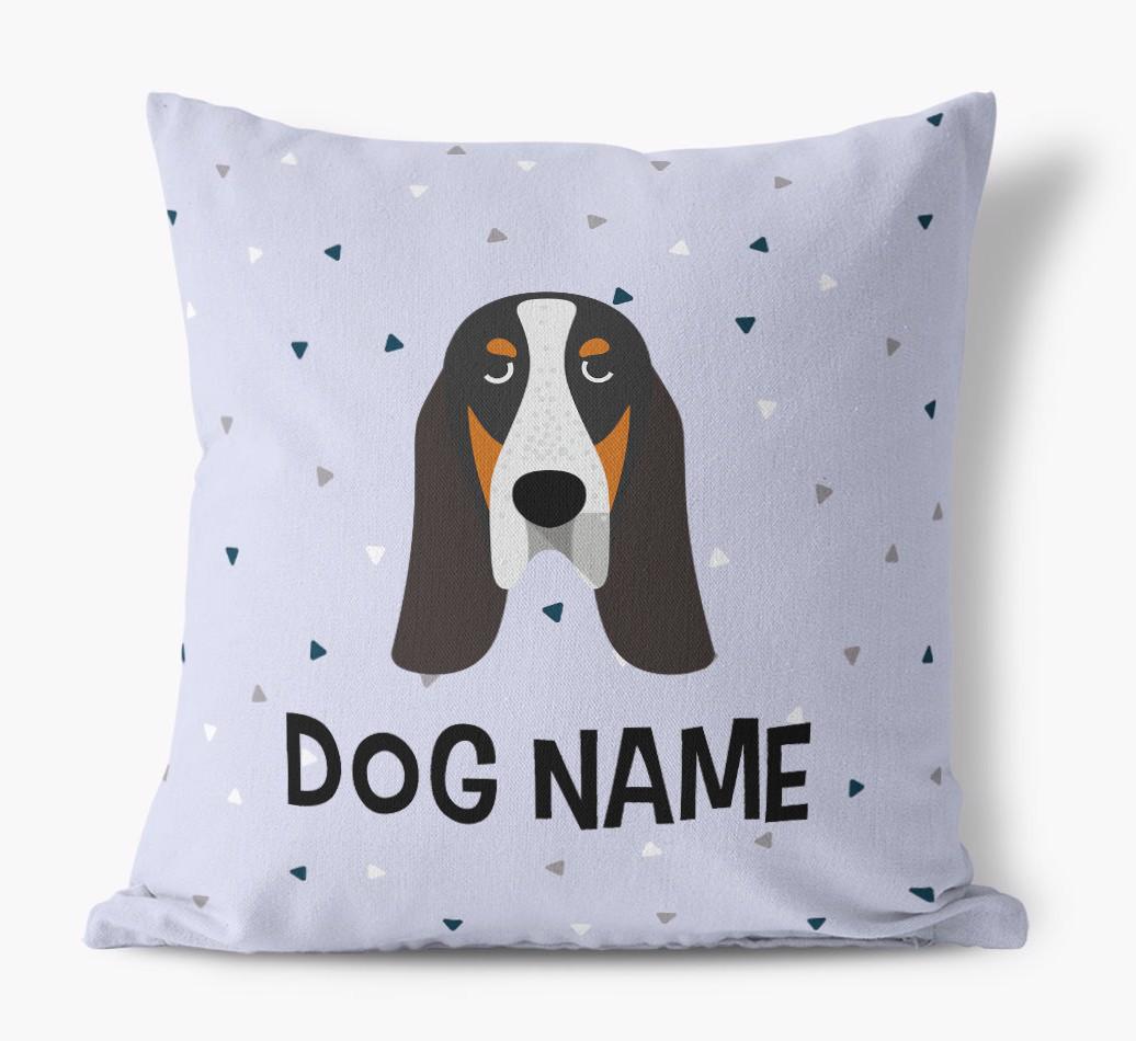 Triangle Pattern with {dogsName}'s Icon: Personalized Canvas Pillow