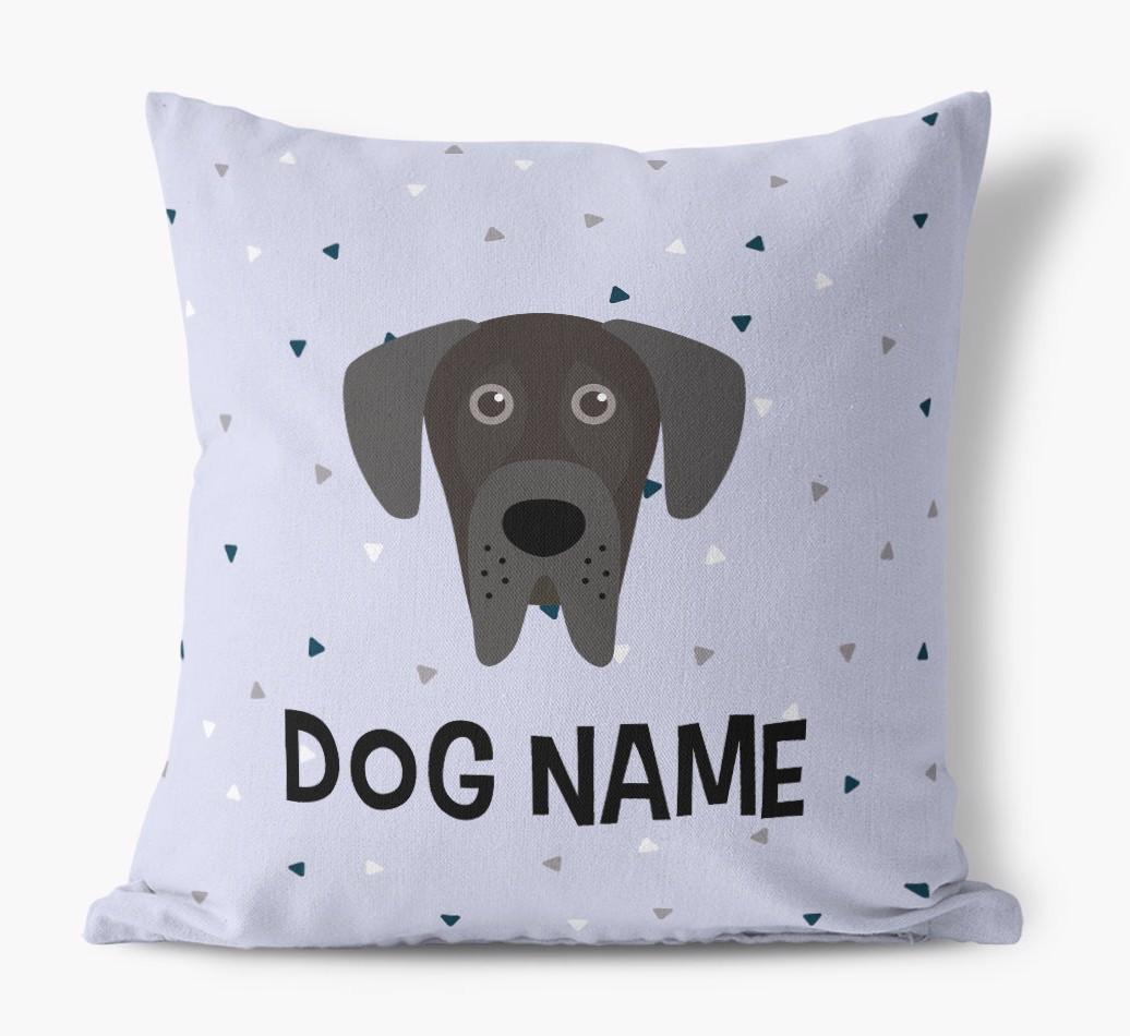 Triangle Pattern with {dogsName}'s Icon: Personalized Canvas Pillow
