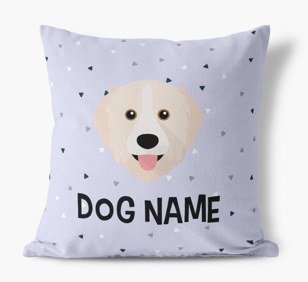 Triangle Pattern with {dogsName}'s Icon: Personalized Canvas Pillow