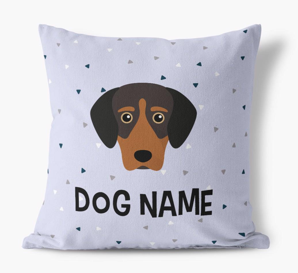 Triangle Pattern with {dogsName}'s Icon: Personalized Canvas Pillow