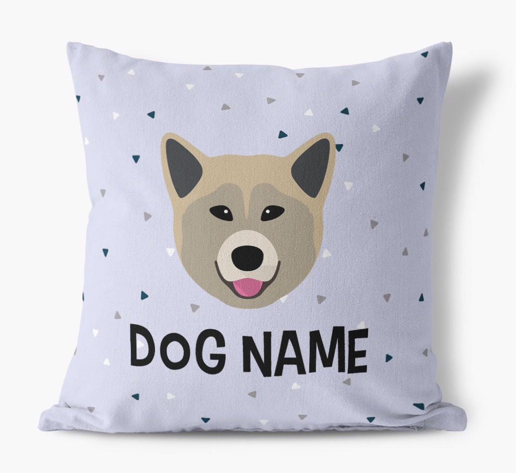 Triangle Pattern with {dogsName}'s Icon: Personalized Canvas Pillow