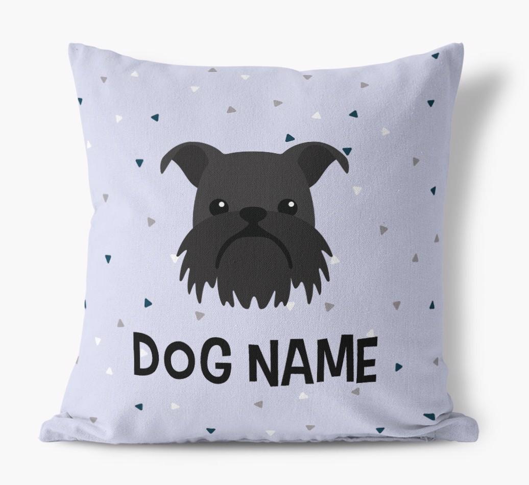 Triangle Pattern with {dogsName}'s Icon: Personalized Canvas Pillow