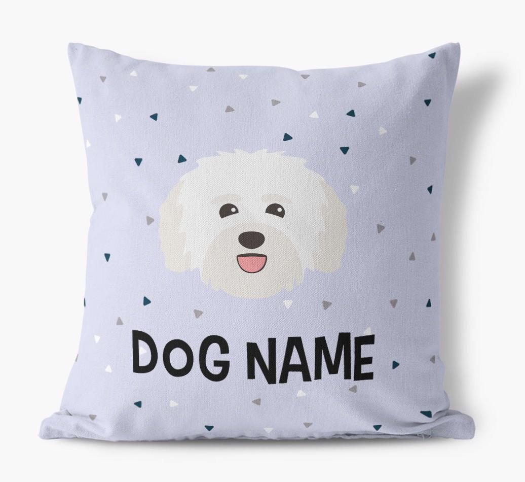 Triangle Pattern with {dogsName}'s Icon: Personalized Canvas Pillow