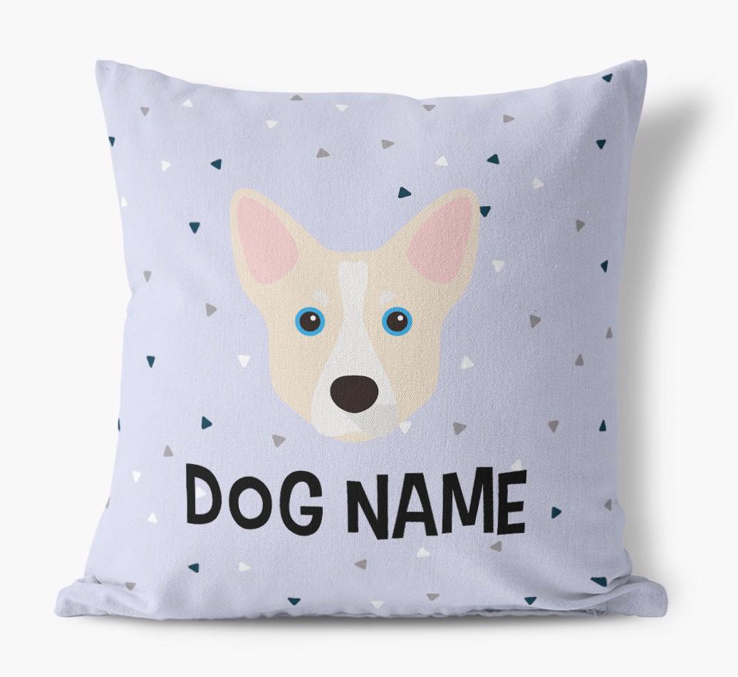 Triangle Pattern with {dogsName}'s Icon: Personalized Canvas Pillow