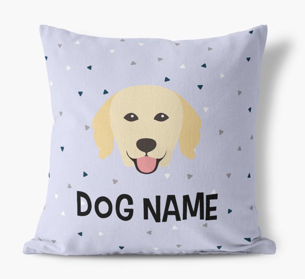 Triangle Pattern with {dogsName}'s Icon: Personalized Canvas Pillow