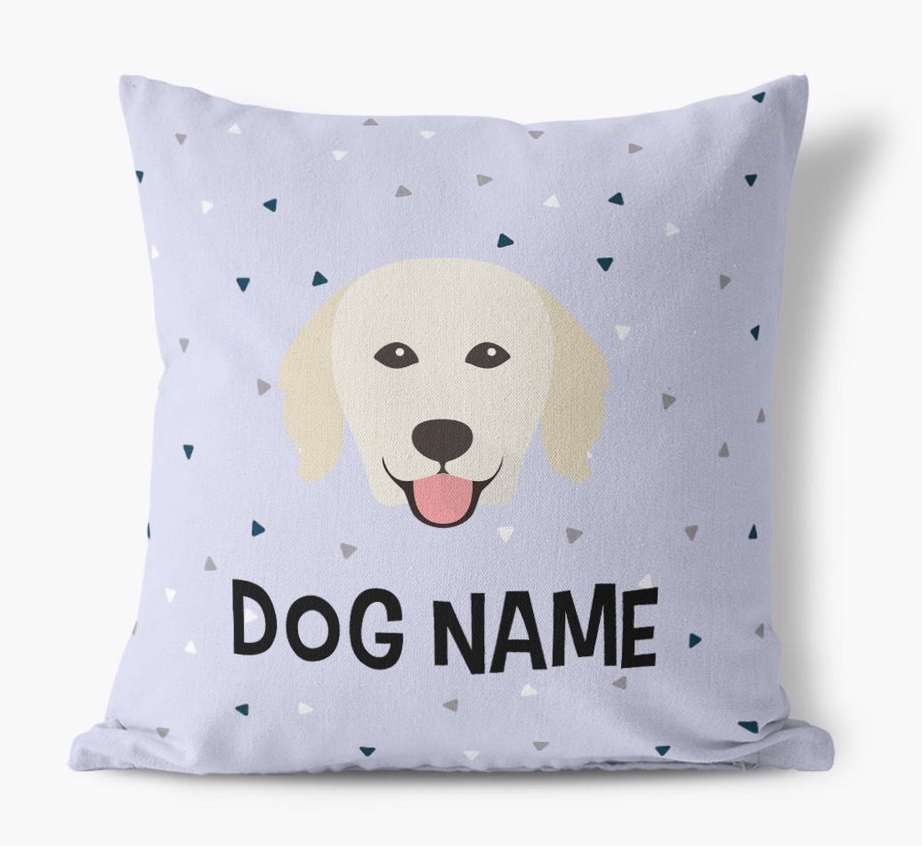 Triangle Pattern with {dogsName}'s Icon: Personalized Canvas Pillow