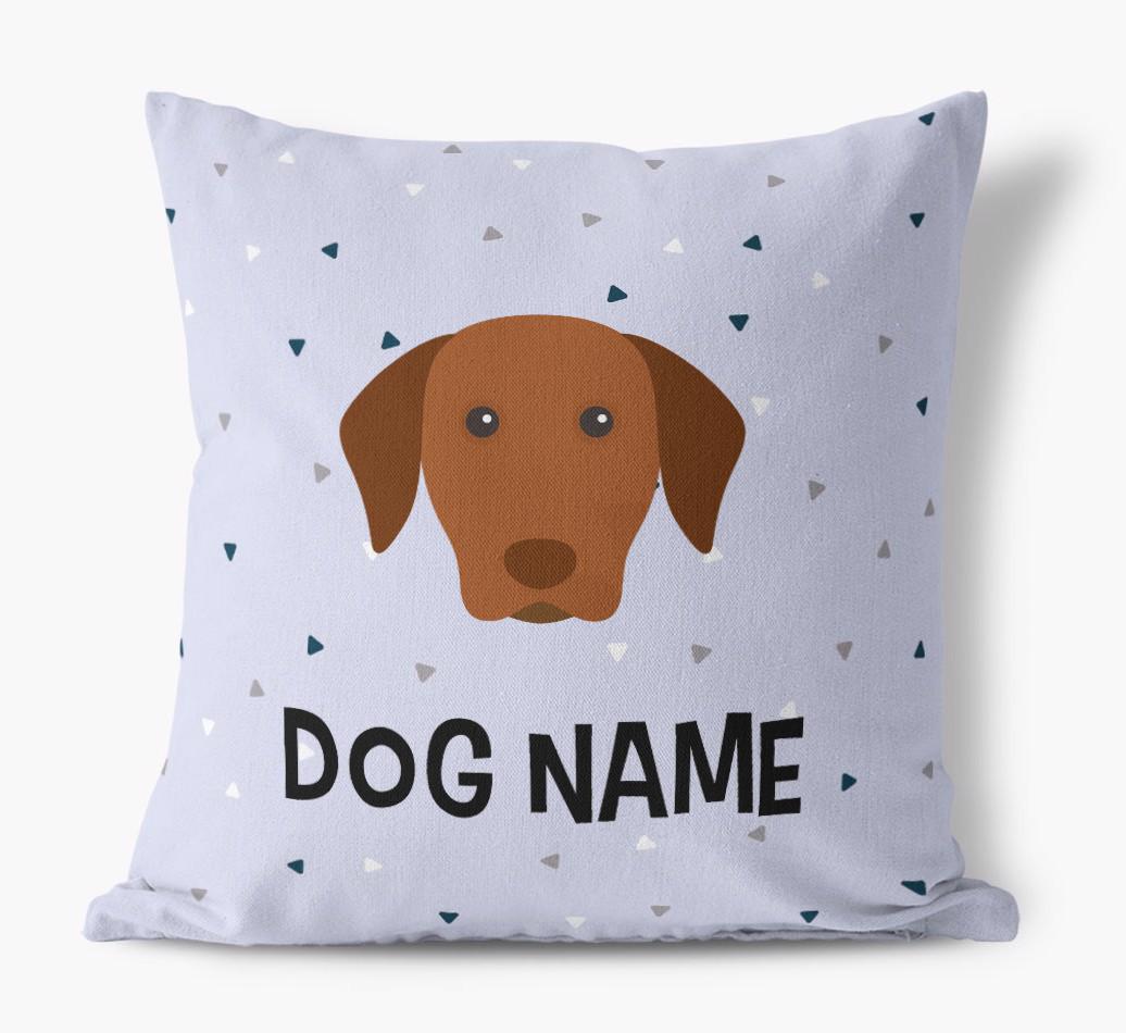 Triangle Pattern with {dogsName}'s Icon: Personalised Canvas Cushion