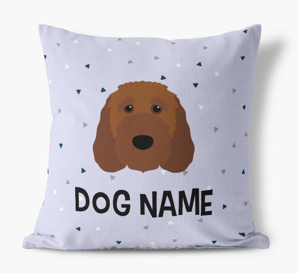 Triangle Pattern with {dogsName}'s Icon: Personalized Canvas Pillow