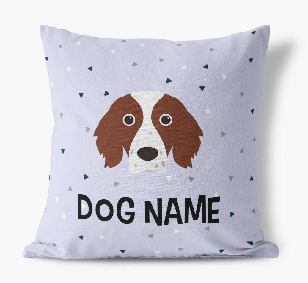 Triangle Pattern with {dogsName}'s Icon: Personalized Canvas Pillow