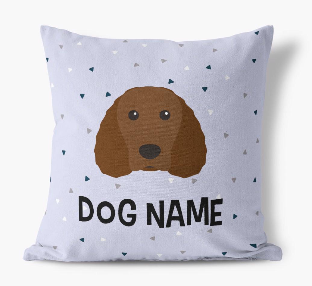 Triangle Pattern with {dogsName}'s Icon: Personalized Canvas Pillow