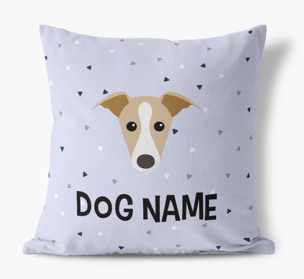 Triangle Pattern with {dogsName}'s Icon: Personalized Canvas Pillow