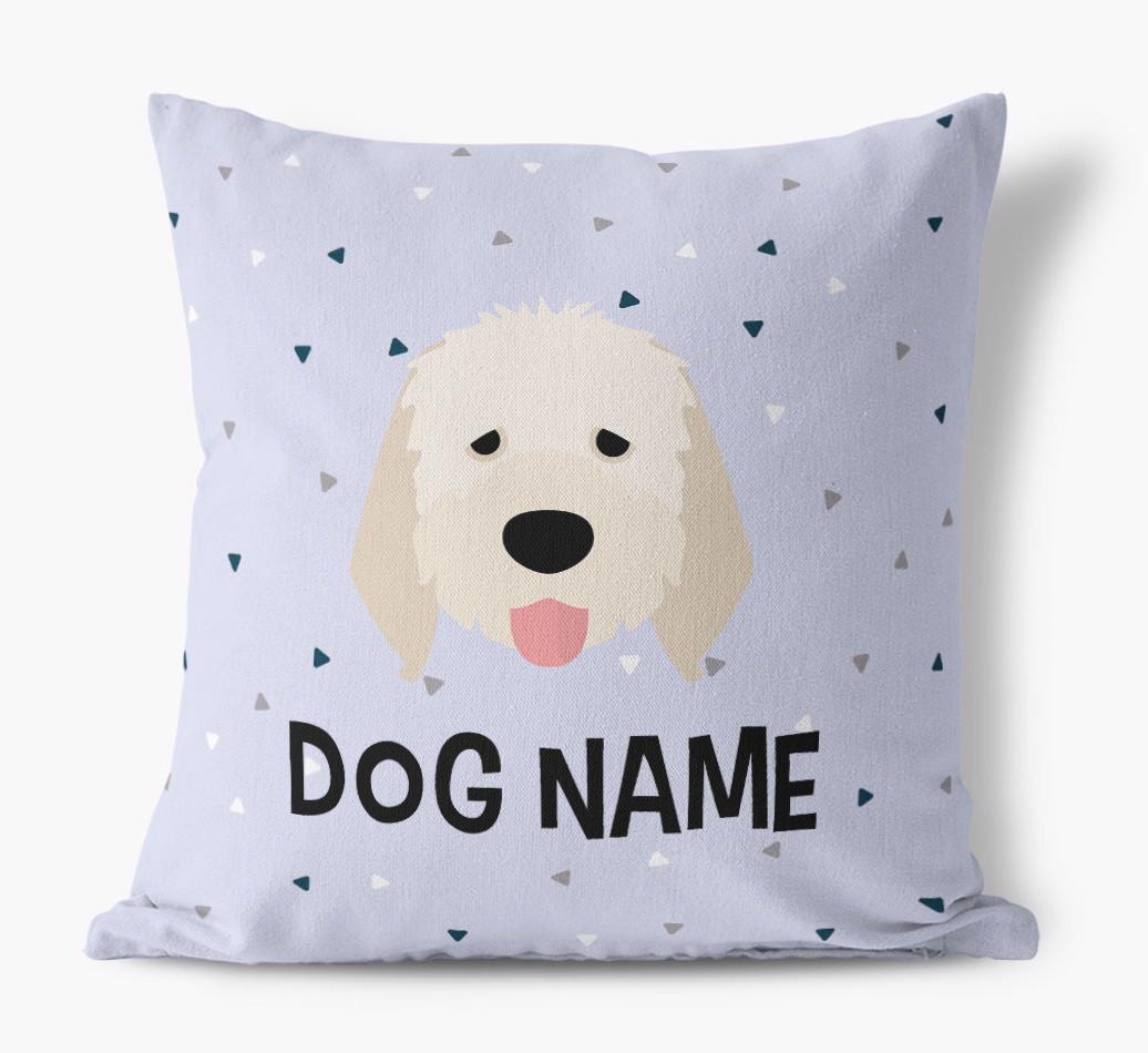 Triangle Pattern with {dogsName}'s Icon: Personalized Canvas Pillow