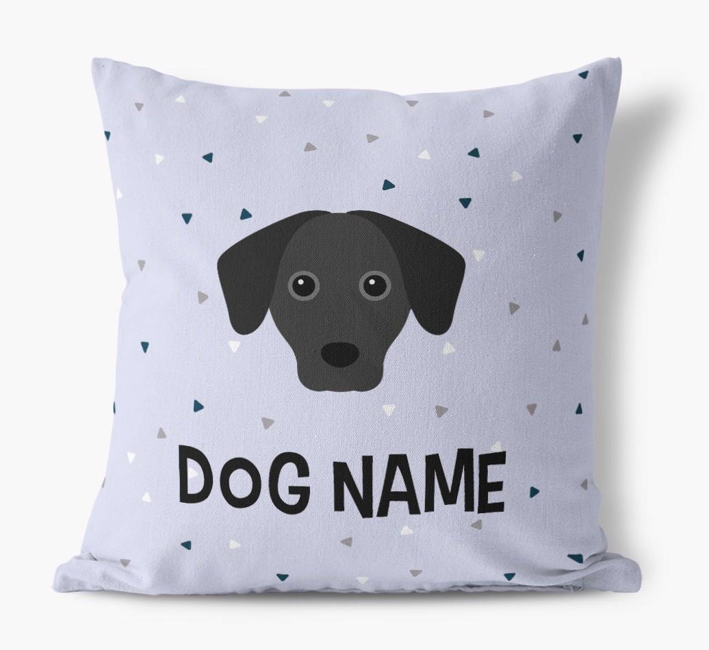 Triangle Pattern with {dogsName}'s Icon: Personalized Canvas Pillow