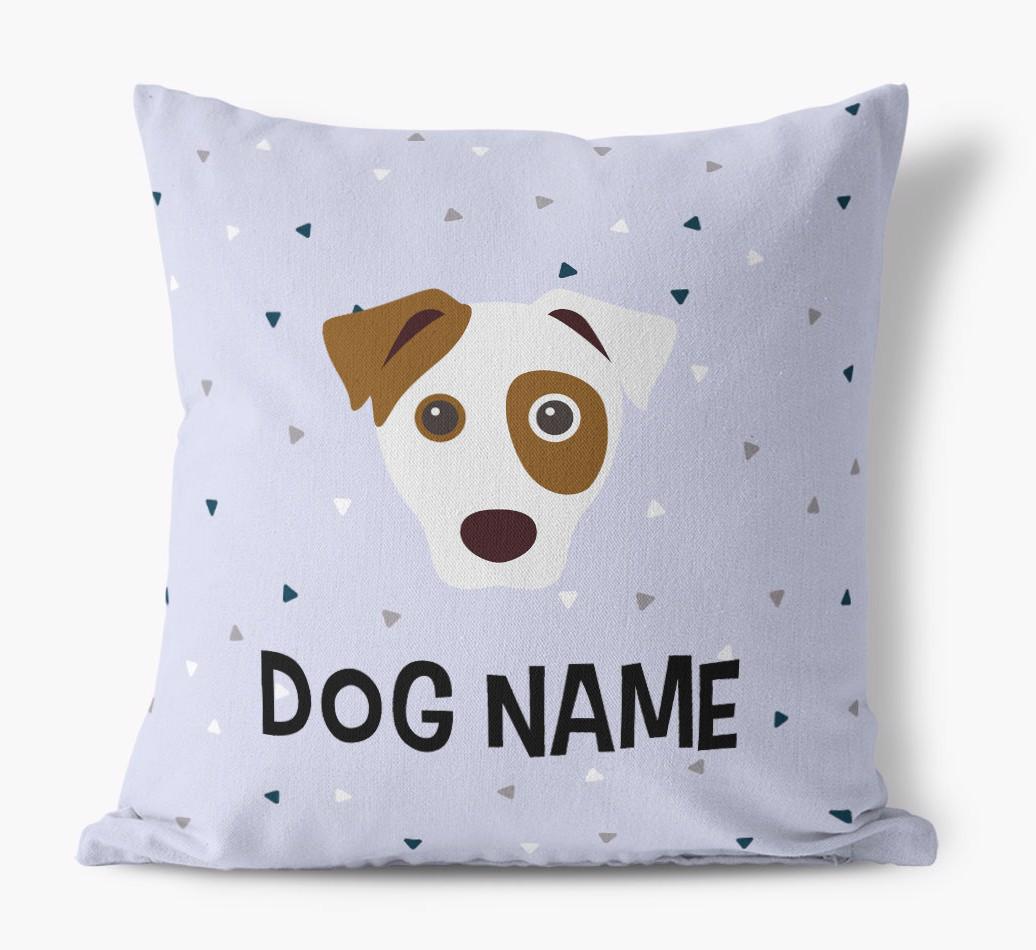 Triangle Pattern with {dogsName}'s Icon: Personalised Canvas Cushion